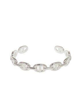 Hermes Chaine D'ancre Bangle ST 925 Sterling Silver Bracelet